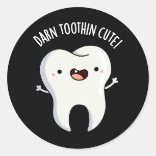Sticker Rond Dent foncée dans mignonne amusant jeu de dents Bis