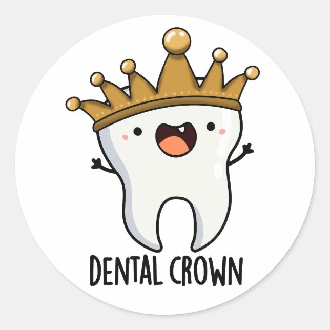 Sticker Rond Dental Crown Drôle Jeu de dents (Devant)