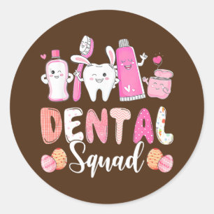 Sticker Rond Dental Squad Boule de dents OEufs de Pâques Aimer 