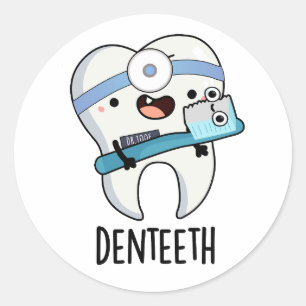 Sticker Rond Denteeth Funny Dents Pun
