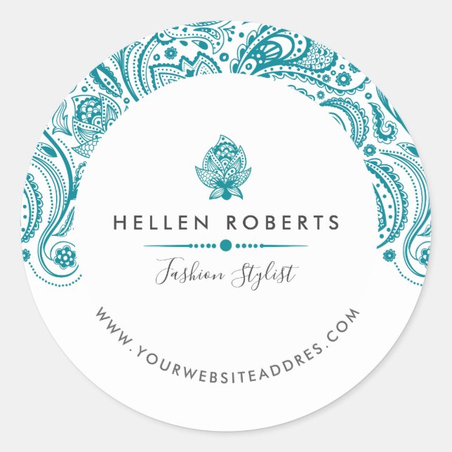 Sticker Rond Dentelle bleu turquoise (Devant)
