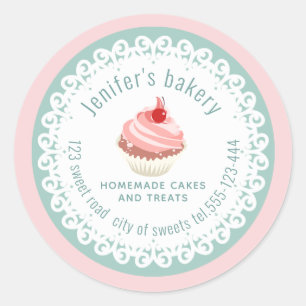 Sticker Rond Dentelle de dentelle cupcakes et gâteries maison