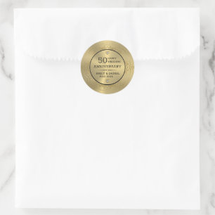 Sticker Rond Dentelle d'or 50e anniversaire mariage assiette de
