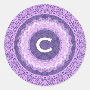Sticker Rond Dentelle et monogramme sur mesure V16 PURPLE 4