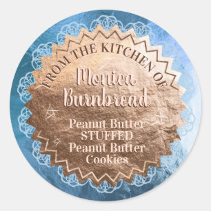 Sticker Rond Dentelle rose en feuille d'or de la cuisine de