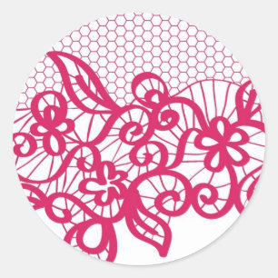 Sticker Rond Dentelle rouge