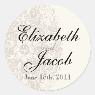 Sticker Rond Dentelle vintage - Sceau Mariage