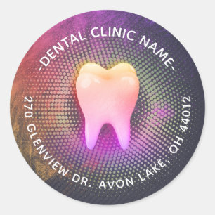 Sticker Rond Dentist Dental Clinique Chic Rose Gold Adresse den