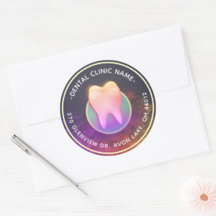 Sticker Rond Dentist Dental Clinique Chic Rose Gold Adresse den