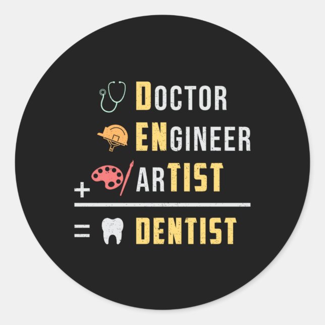 Sticker Rond Dentist Dental Dents Docteur Dent Dent Drôle Idée  (Devant)