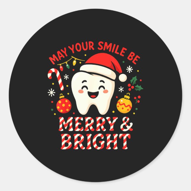 Sticker Rond Dentist Merry Christmas May Your Smile Be Merry An (Devant)