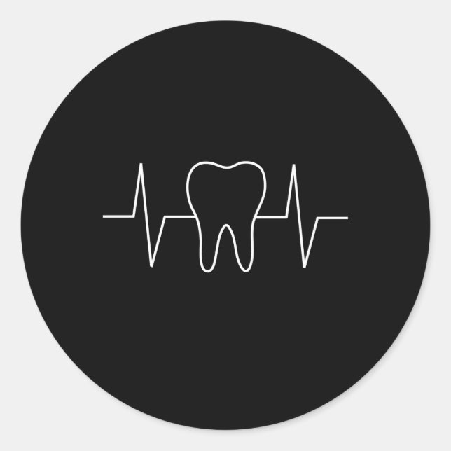 Sticker Rond Dentiste Hebeat Ekg Dental Hygienist Molar Tooth (Devant)