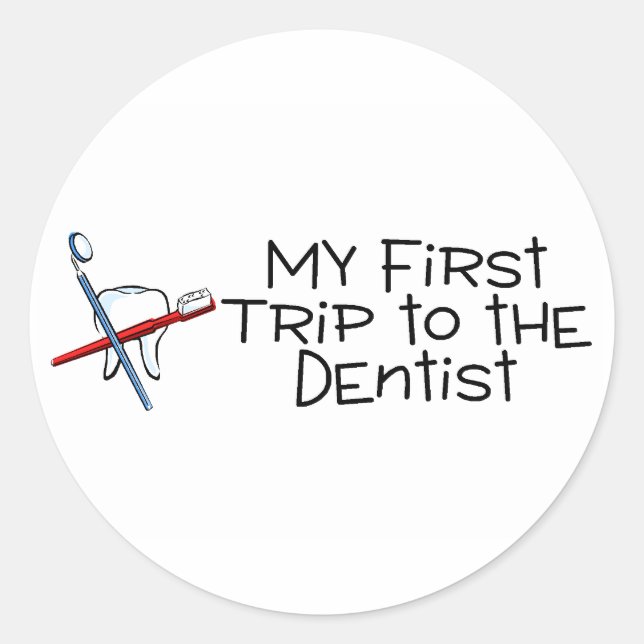 Sticker Rond Dentiste Mon Premier Voyage Chez Le Dentiste (Devant)