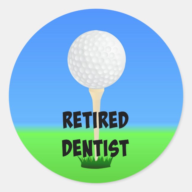 Sticker Rond Dentiste retraité - Bal de golf à Tee (Devant)