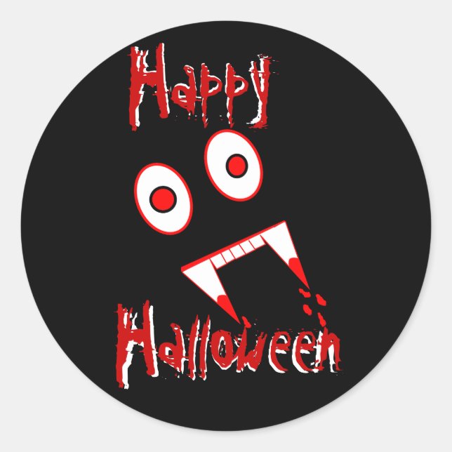 Sticker Rond Dents Vampire d'Halloween (Devant)