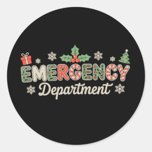 Sticker Rond Département d'urgence Noël infirmière Père Noël Cr