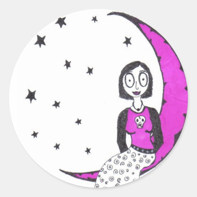 Sticker Rond Déplaisant au-dessus de la lune (Devant)