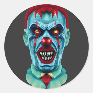 Sticker Rond Déplaisant Killer Clown Zombie Horror Art