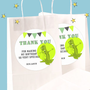 Sticker Rond Déplaisant Monstre Slime Enfant's Merci Anniversai