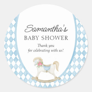 Sticker Rond Derby Race Rocking Horse Baby shower d'aquarelle