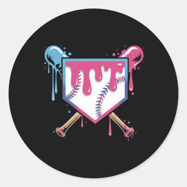Sticker Rond Dérive De Baseball Pour Hommes Femmes Glacée Dériv (Devant)