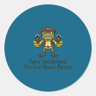 Sticker Rond Dernier biscuit beurré partenaire grenouille cowbo