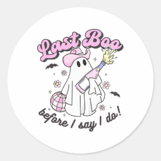Sticker Rond Dernier Boo Avant De Dire Je Fais Cowgirl Ghost Di