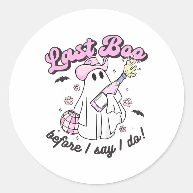 Sticker Rond Dernier Boo Avant De Dire Je Fais Cowgirl Ghost Di (Devant)