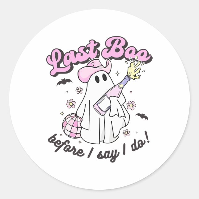 Sticker Rond Dernier Boo Avant De Dire Je Fais Cowgirl Ghost Di (Devant)