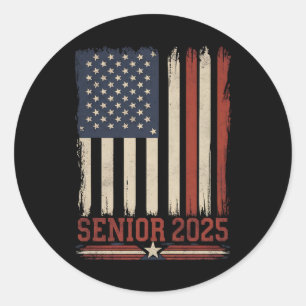 Sticker Rond Dernier cycle 2025 Drapeau Américain USA Promotion