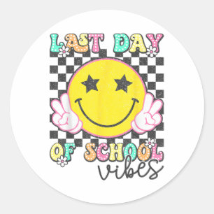Sticker Rond Dernier Jour De Vibes D'École Super Graduation Enf