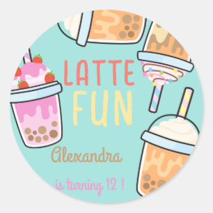 Sticker Rond Dernier plaisir café bobba thé anniversaire