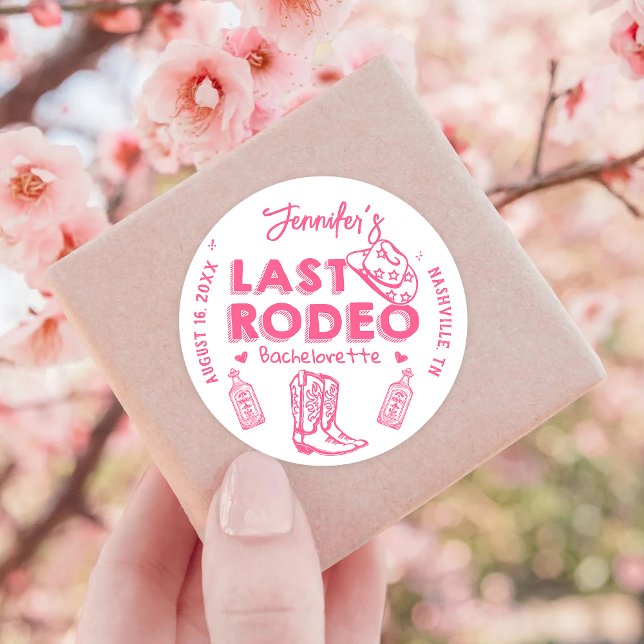 Sticker Rond Dernier Rodeo Cowgirl Bachelorette Party (Créateur téléchargé)