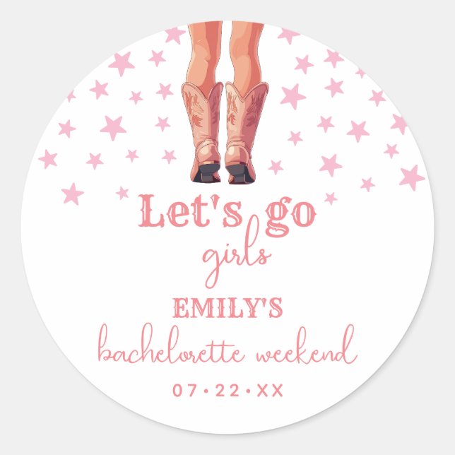 Sticker Rond Dernier Rodeo Cowgirl Week-end de bachelorette (Devant)