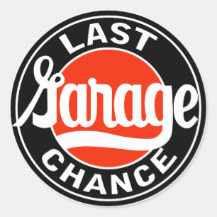 Sticker Rond Dernier signe d'occasion de garage de cru