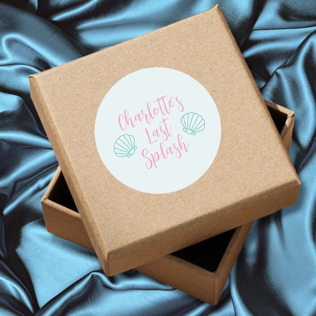 Sticker Rond Dernier Splash Seashell Beach Bachelorette Party (Last Splash Seashell Beach Bachelorette Party Classic Round Sticker)