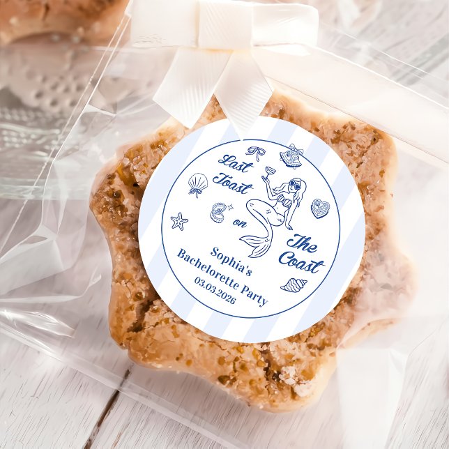 Sticker Rond Dernier Toast Sur La Côte Bachelorette Fête (Créateur téléchargé)