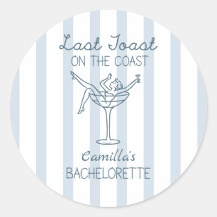 Sticker Rond Dernier Toast Sur La Côte Whimsical Bachelorette
