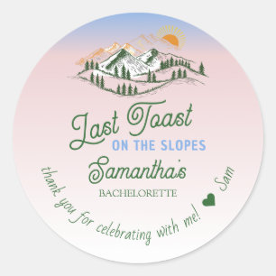 Sticker Rond Dernier Toast Sur La Pente Ski Hiver BACH Week-end