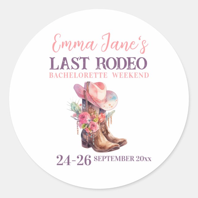 Sticker Rond Dernière Cowgirl Rodeo Enterrement de Vie de Jeune (Devant)