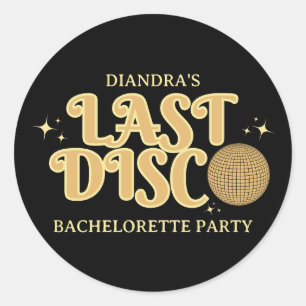 Sticker Rond Dernière Disco Black and Gold Retro les années 70 