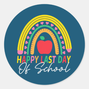 Sticker Rond Dernière école habillement Graduation Arc-en-ciel