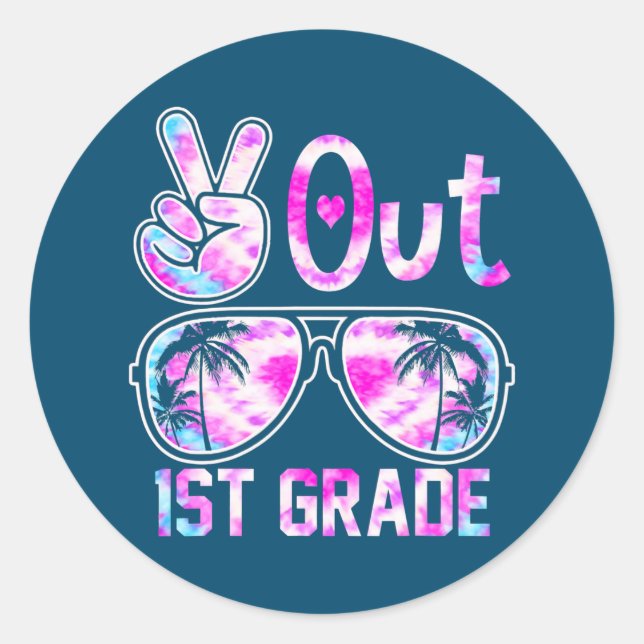 Sticker Rond Dernière journée de l'école Paix dehors 1ère année (Devant)