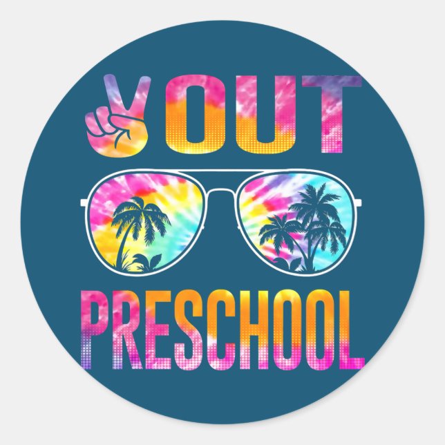 Sticker Rond Dernière journée de l'école Paix dehors Enseignant (Devant)