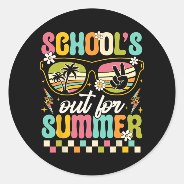 Sticker Rond Dernière journée d'école dehors pour les garçons d (Devant)