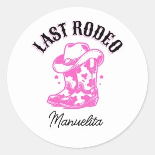 Sticker Rond Dernière rodeo Fête de Bachelorette de Cowgirl Ros
