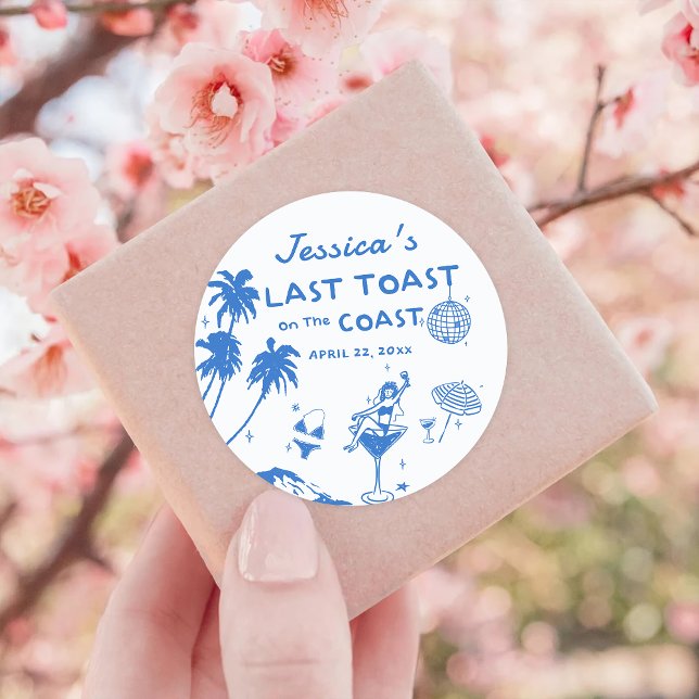 Sticker Rond Dernière Toast Côtière Plage Enterrement de Vie de (Créateur téléchargé)
