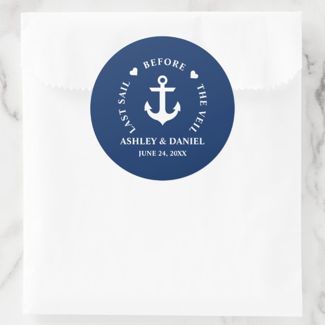 Sticker Rond Dernière Voile Avant Le Veil Mariage Nautique (Sac)
