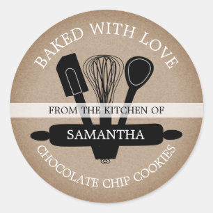 Sticker Rond Des biscuits maison Russes Kraft cuits avec amour