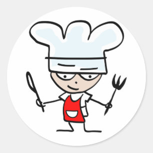 Sticker Rond Des cadeaux de Cuisine avec un dessin humoristique